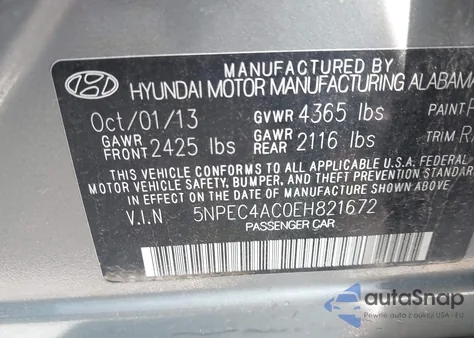 2014 Hyundai Sonata Limited из США, поврежденный, VIN 5NPEC4AC0EH821672